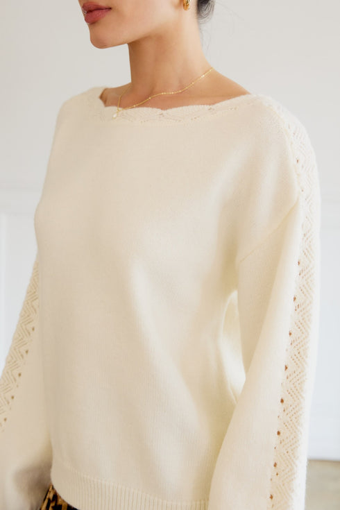 CROCHET SLEEVE DETAIL SWEATER